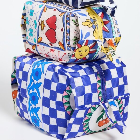 NWT Baggu 3D Zip Set - Vacation Tiles (Cherry Tile, Sunshine Tile, Navy Stripe) - Picture 7 of 7